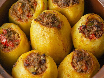Stuffed potatoes with minced meat Platter