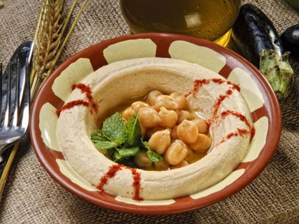 Hummus seeds dish with olive oil