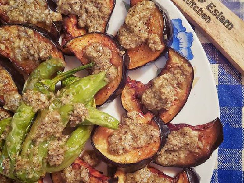 Fried Pepper And Eggplant Plate