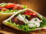 Taamia With Salad And Sesame Paste Sandwich