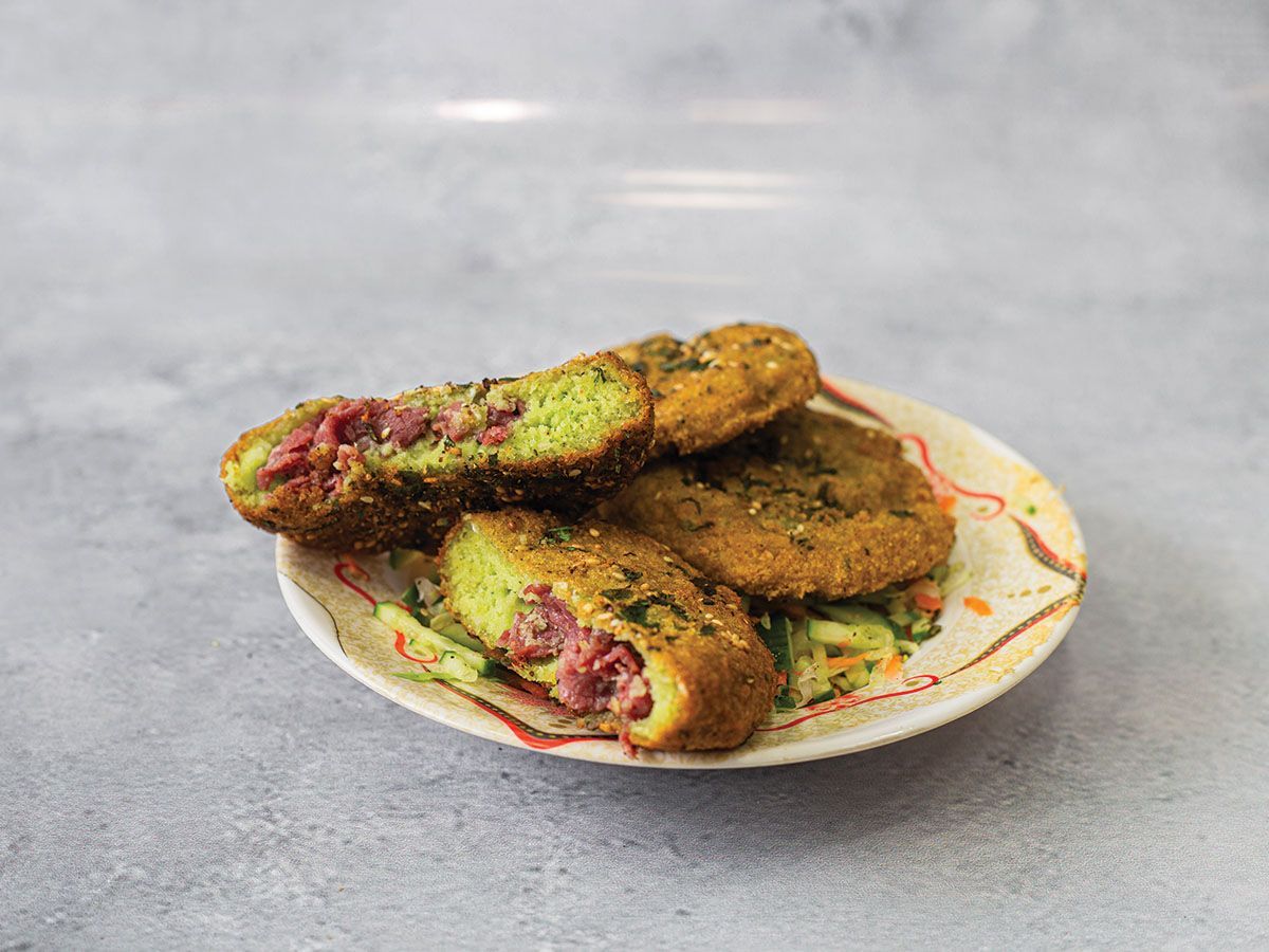 2 pieces of falafel with basturma plate