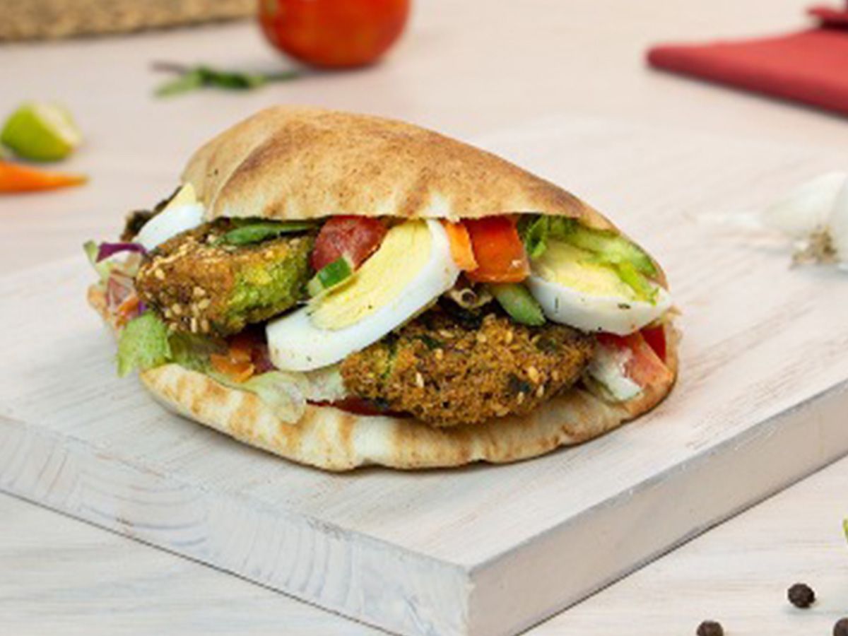 Taamia with eggs sandwich