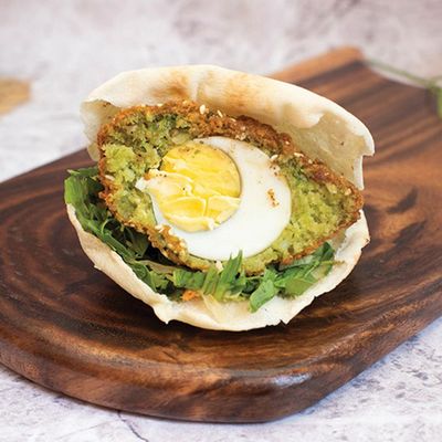 Falafel Stuffed with Boiled Eggs Sandwich