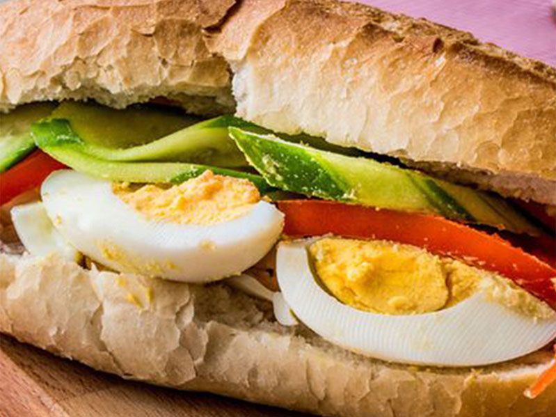 Taamia With Boiled Eggs French Sandwich