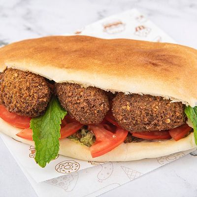 Charcoal kofta falafel sandwich