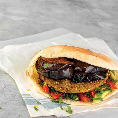 Taamia and fried eggplant Sandwich