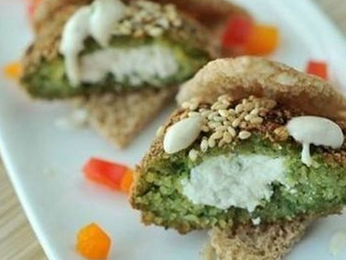 taamia with feta cheese sandwich