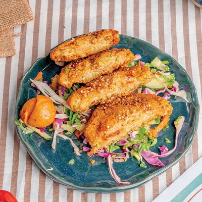 Large pickled lemon falafel patty