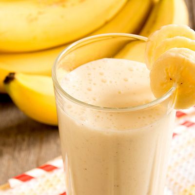 Banana with milk and pieces