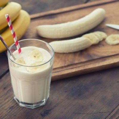 Banana With Milk And Banana Pieces Juice