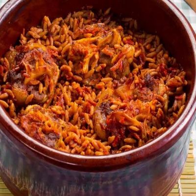 Akkawi Tajine with orzo or vegetables