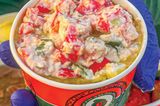 Cheese box with tomato