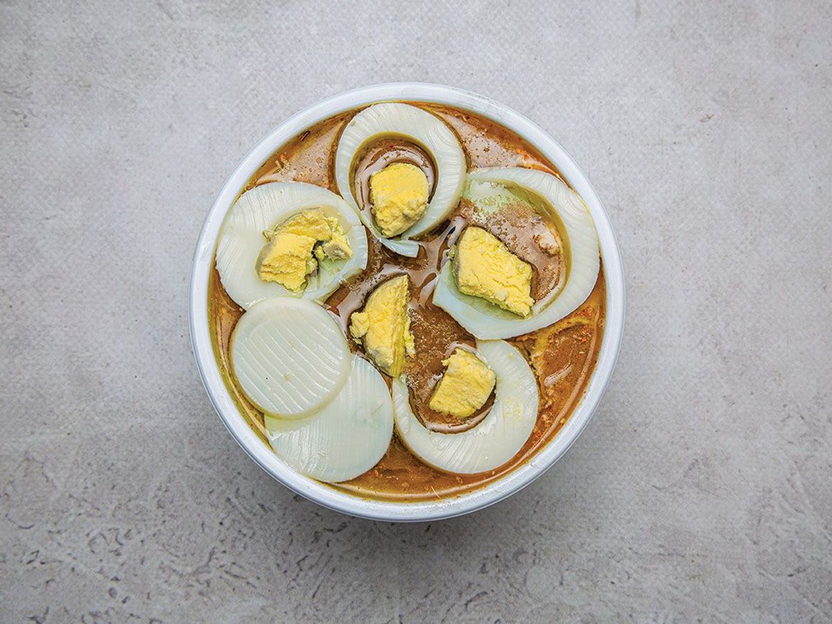 Foul box with boiled eggs