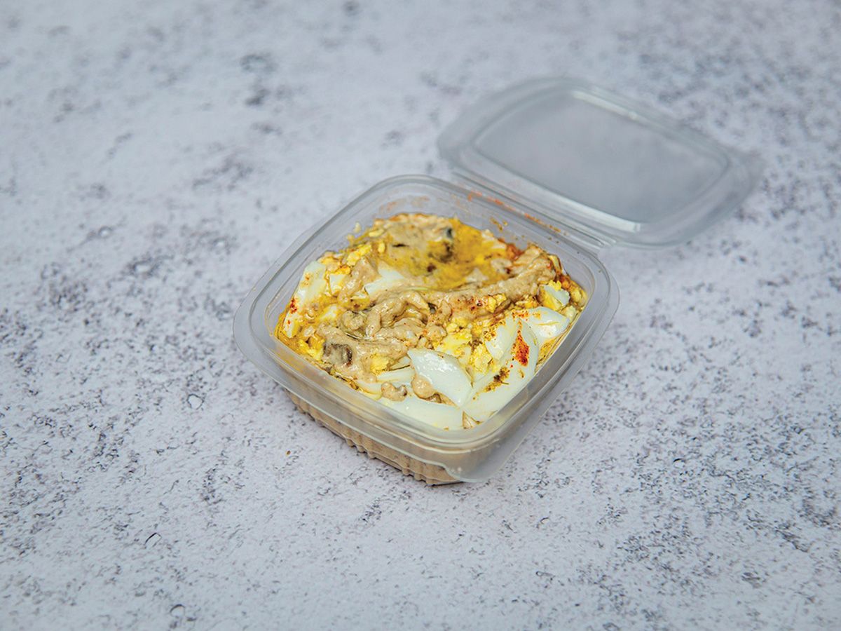Boiled eggs oil and sesame paste Box