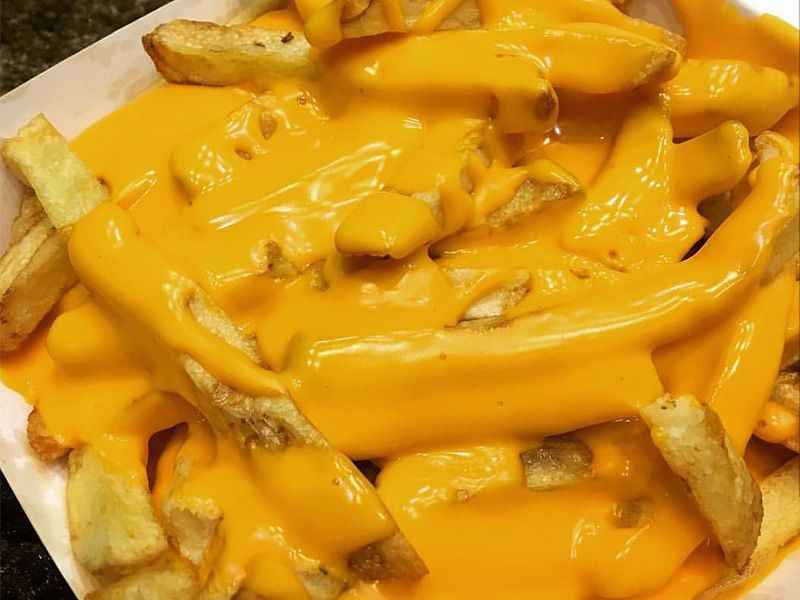 Chicken shawarma potatoes with cheese plate