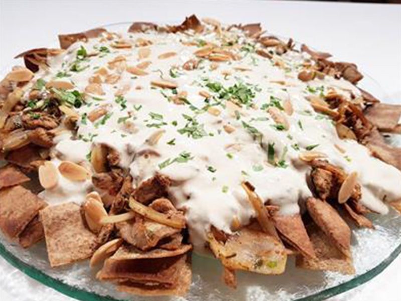 Chicken Shawerma With Mozzarella Fatteh