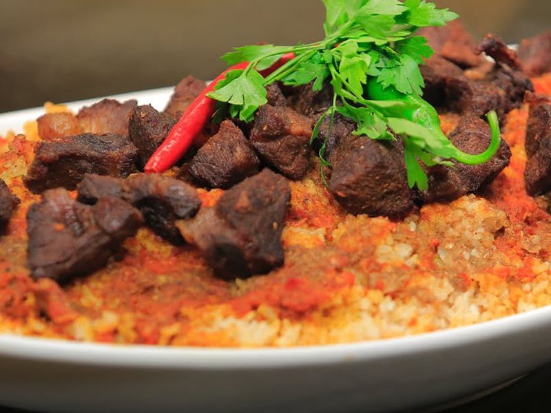 pan fried meat fatteh