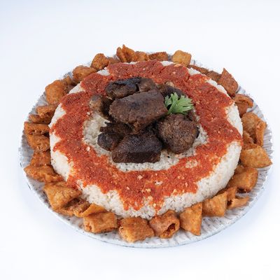 فتة لحم بلدي مقلي