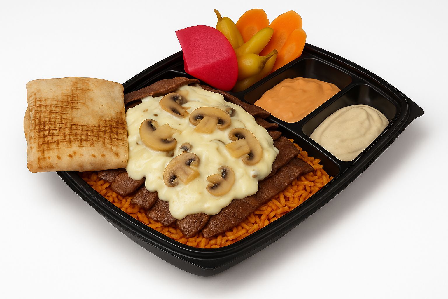 Meat Shawerma With Mozzarella And Mushroom Fatteh