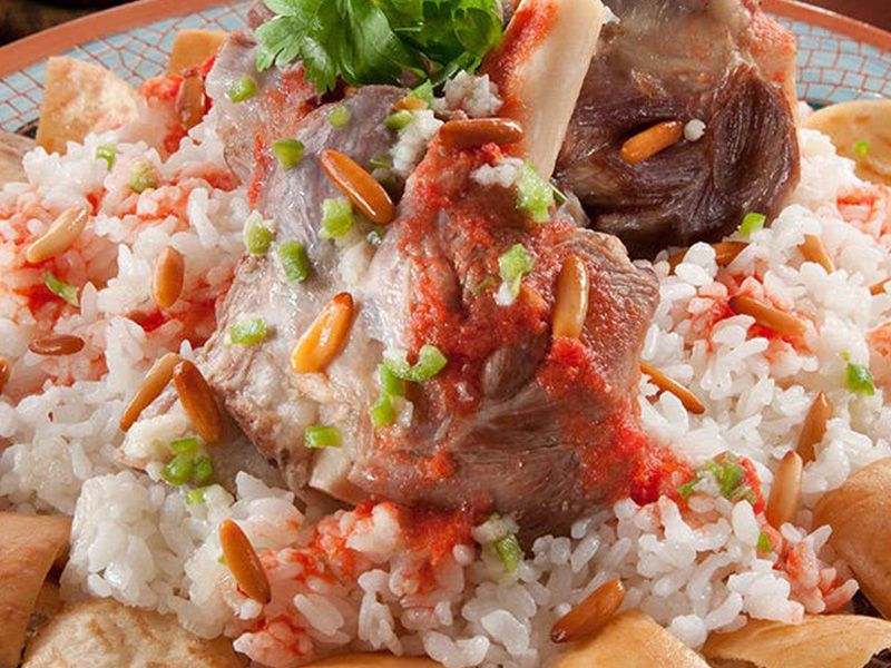 Mutton Shank Fattah With Rice