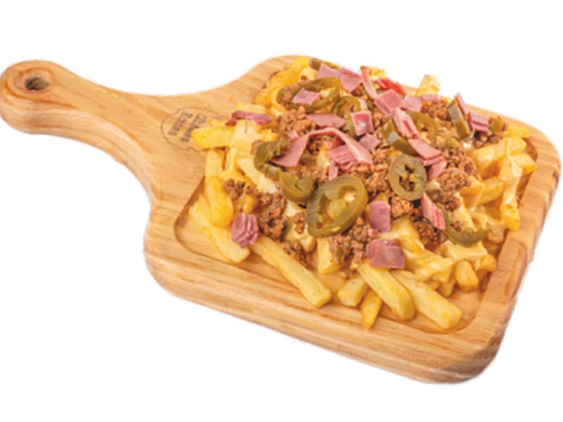 French Fries With Meat And Mozzarella Cheese