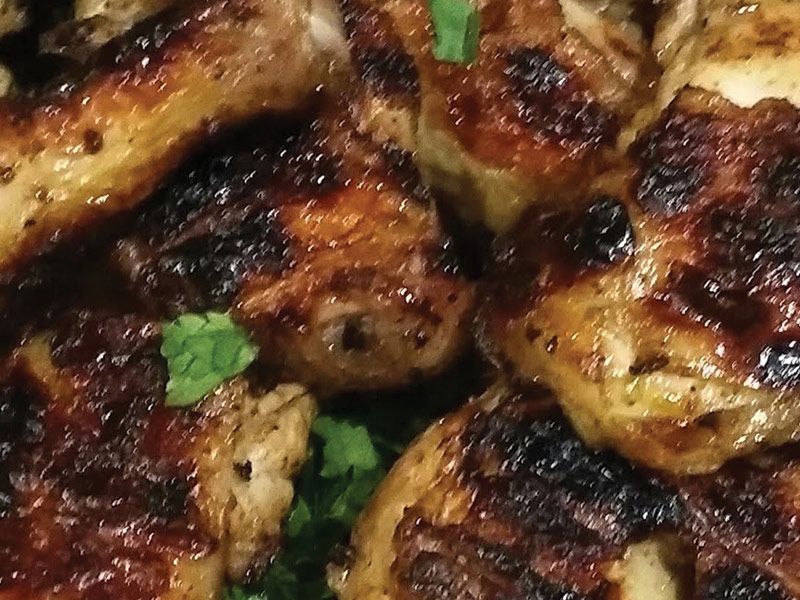 Shish chicken on charcoal