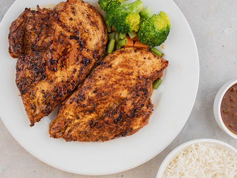 Whole Oven Baked Grilled Chicken With Vegetables