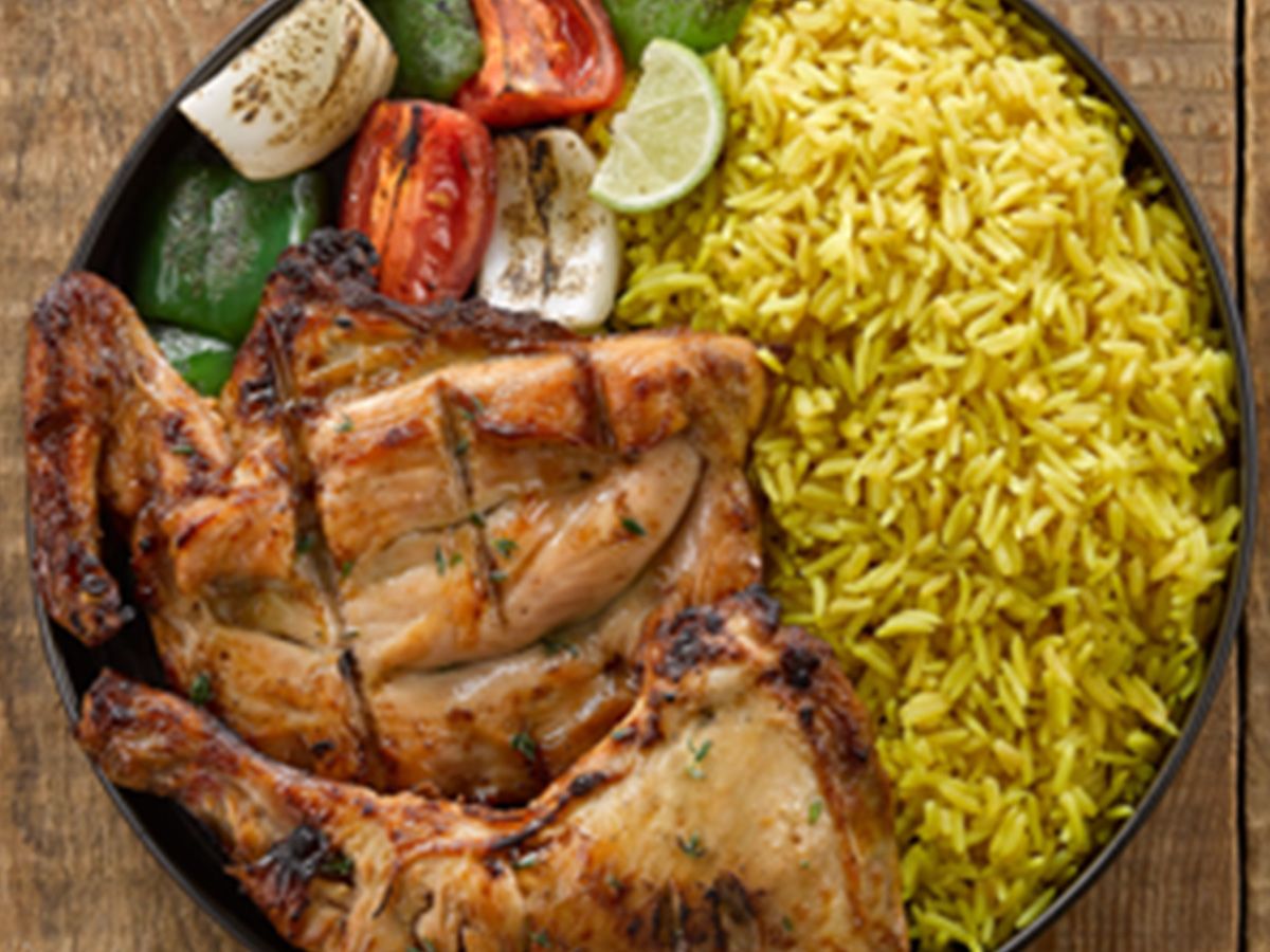 Grilled Chicken With Rice And Salad