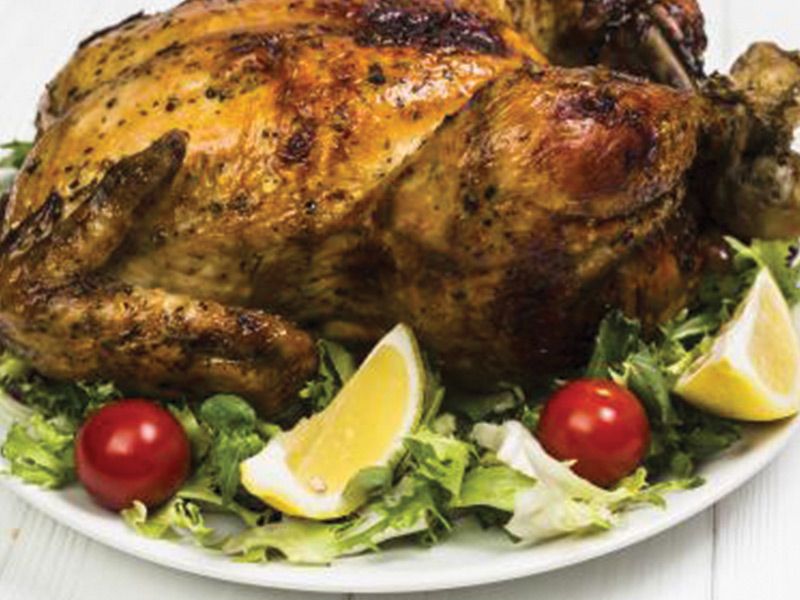 Fried Chicken With Salad And Bread