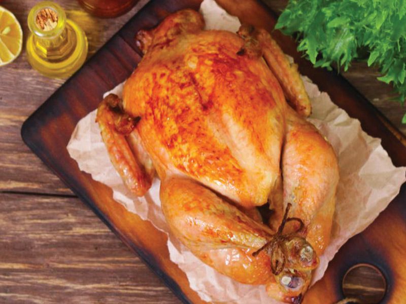 Fried Chicken With Vegetable And Molokhia