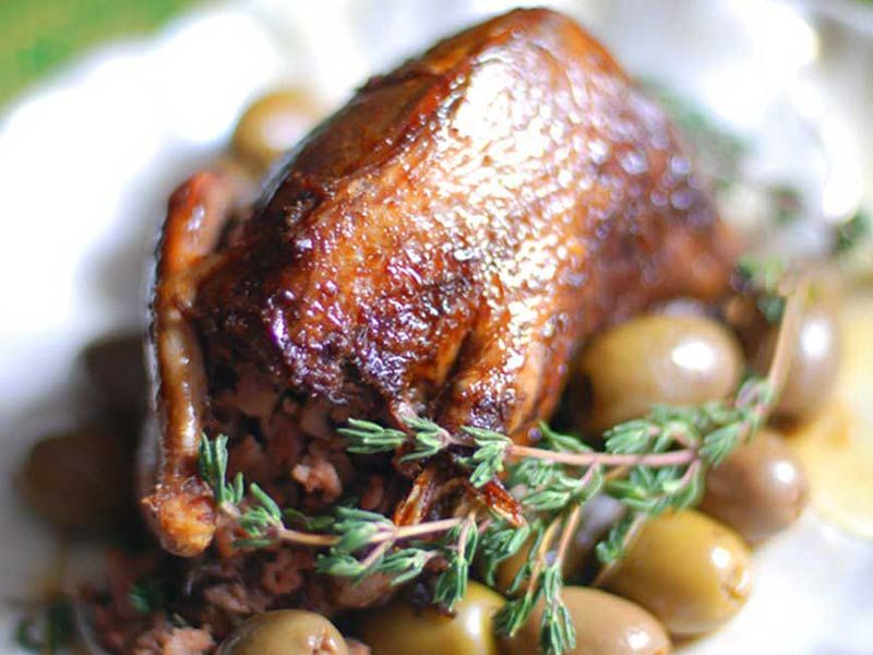Stuffed Pigeon With Grits