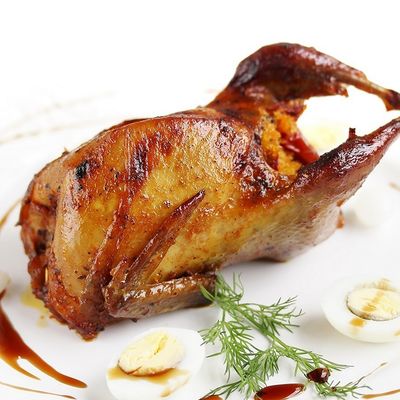 Stuffed Single Pigeon with Grits