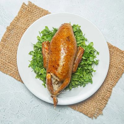 Stuffed Pigeon with Grits