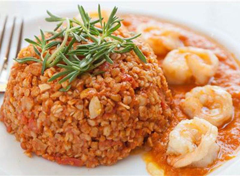Grits With Shrimp and Mozzarella Cheese Platter