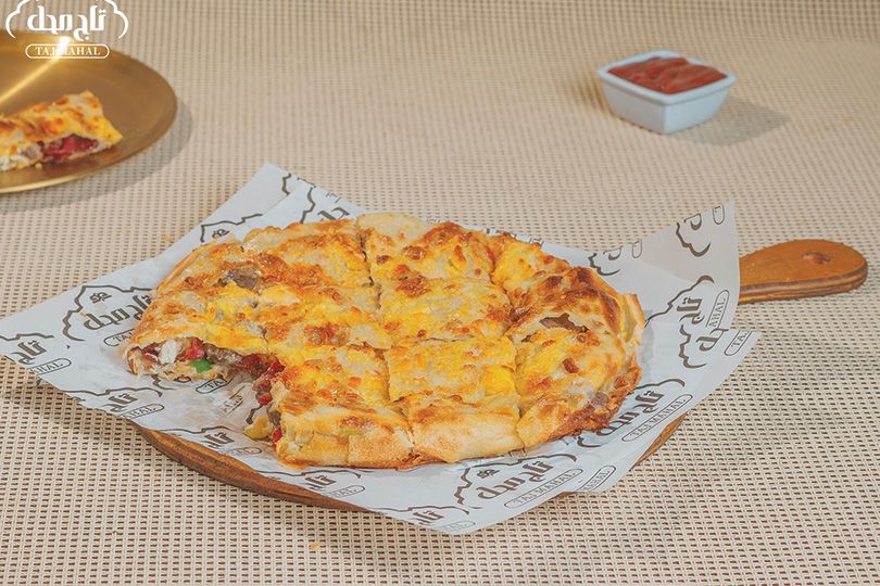 Sausage pie, pastrami, Kiri cheese