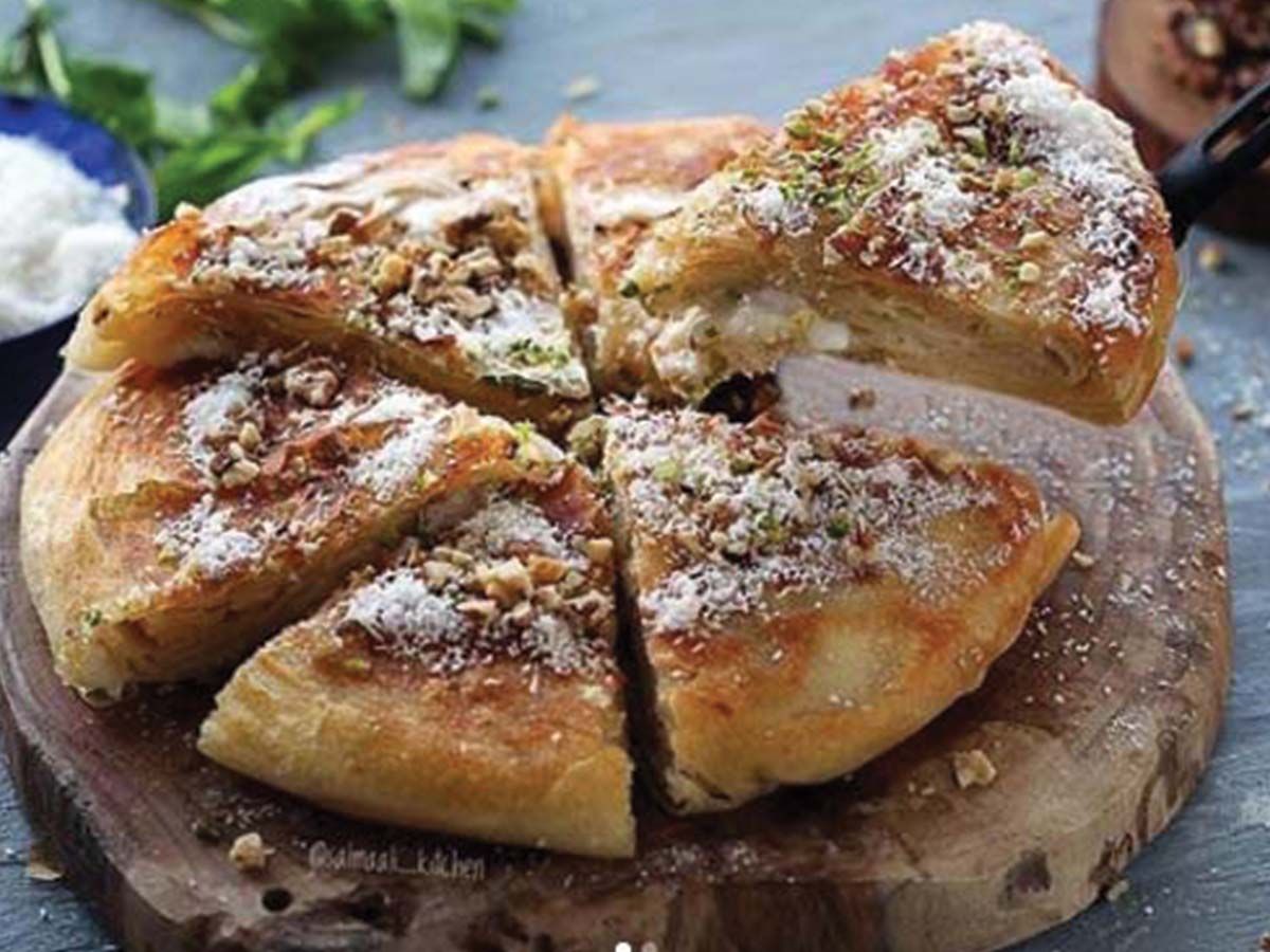 Baklava Pie with Nuts And Qeshta