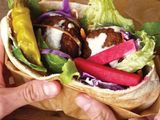 Falafel with eggplant sandwich