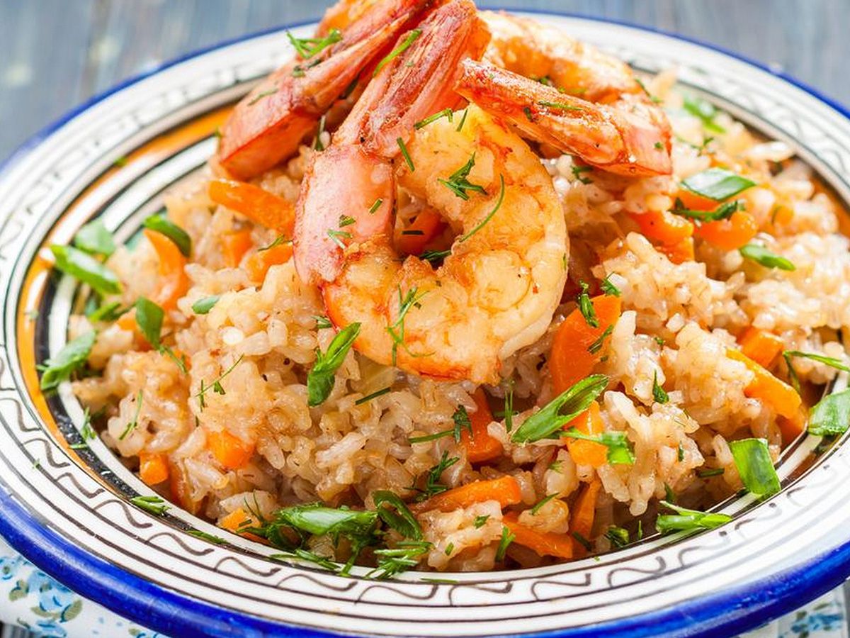 Pepper rice with shrimp