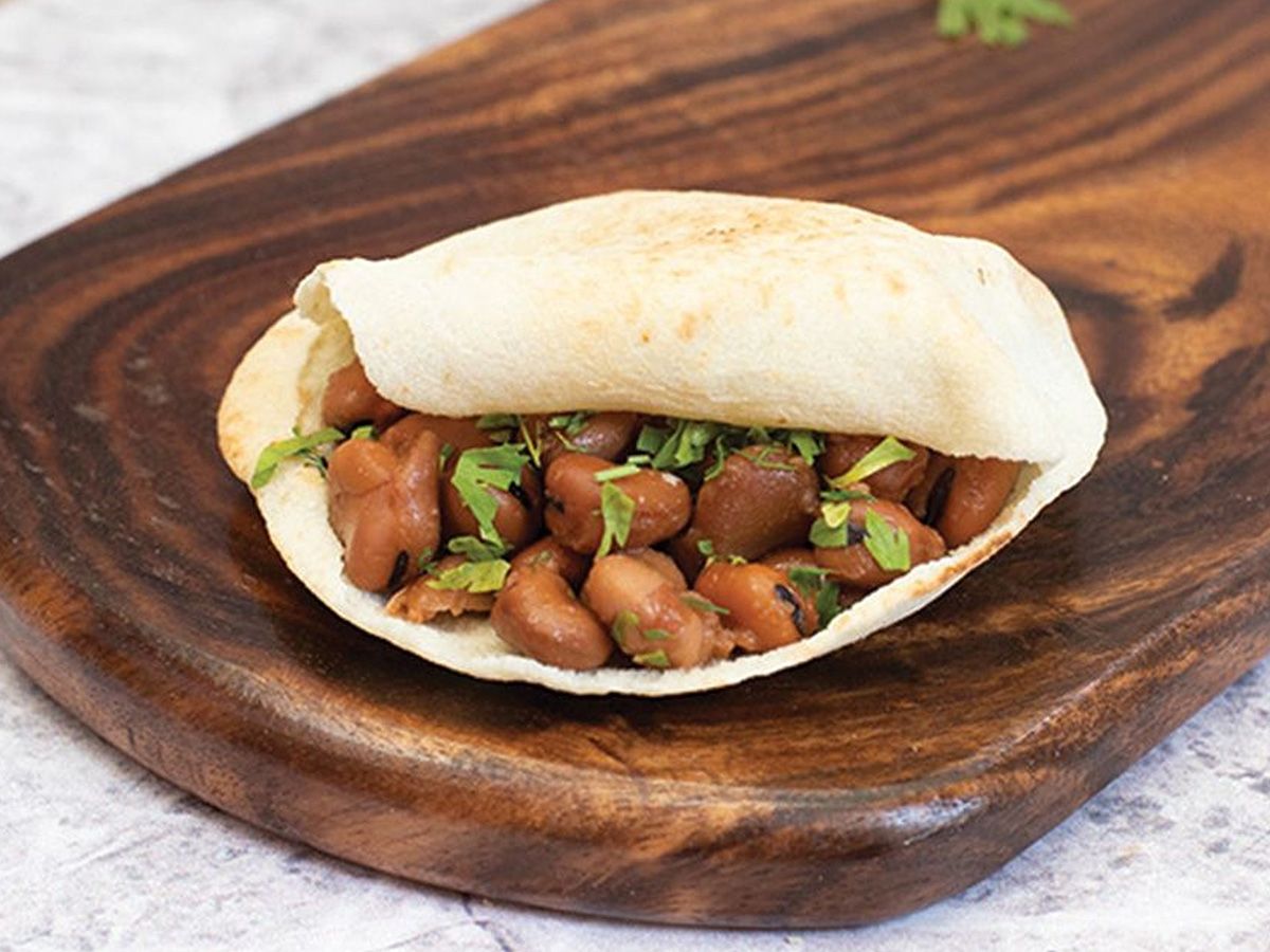 foul with hummus sandwich