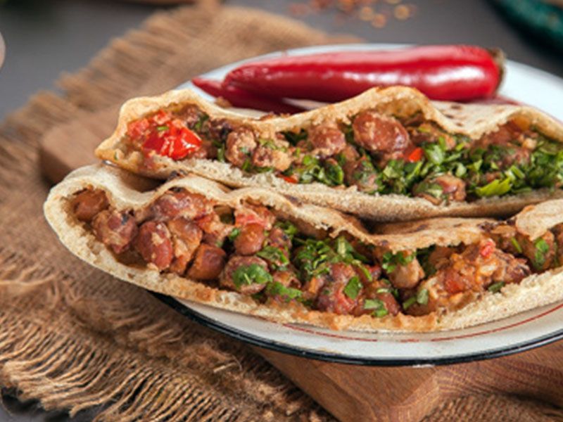 Foul With Tomato Sauce Sandwich