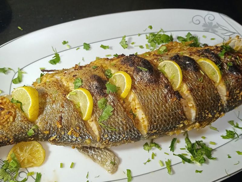Sea Bass Fish With Oil And Lemon