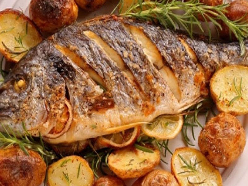 Grilled Closed Sea Bass Fish With Bran