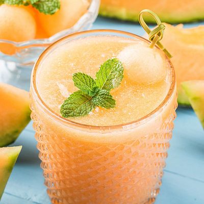 Cantaloupe juice and pieces
