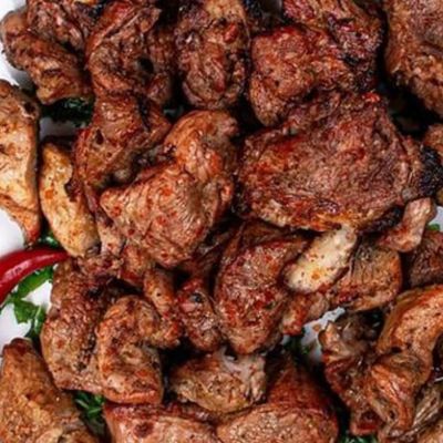 Lamb kebab meal.