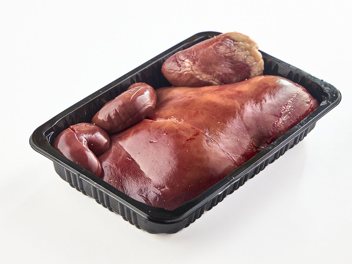 Lamb liver, kidneys, heart, or testicles, raw, kg