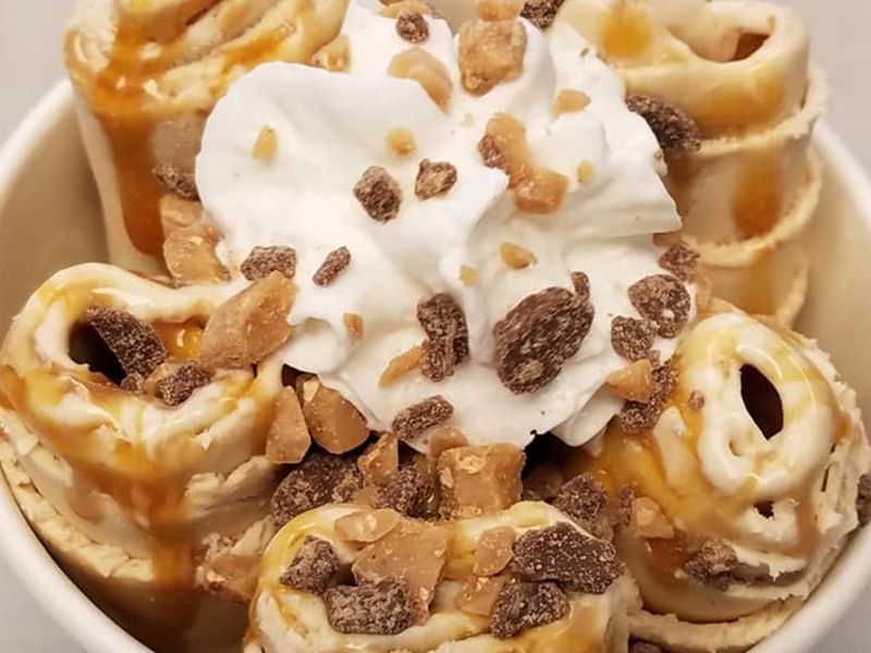 Caramel ice cream roll