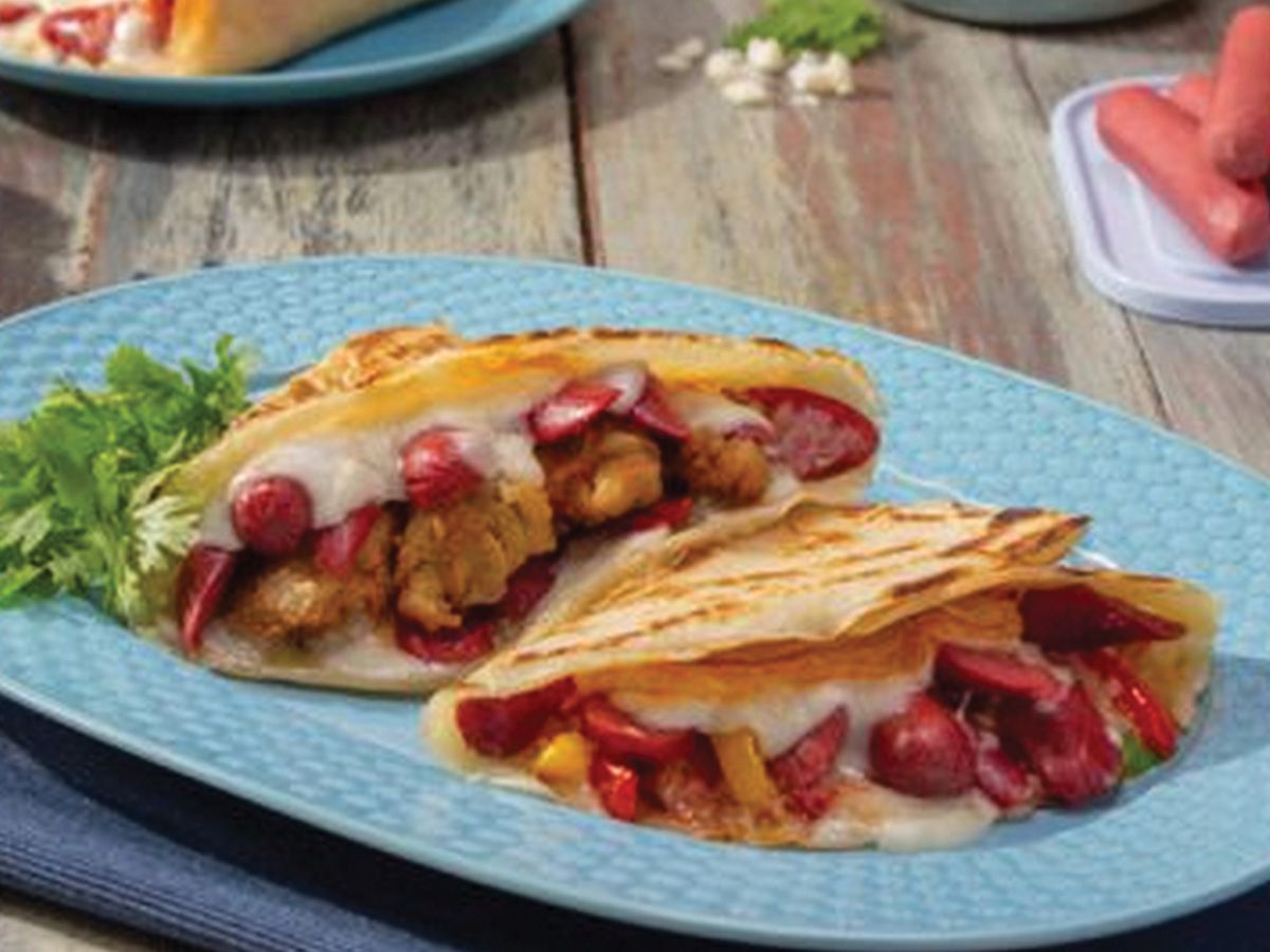 Hot Dog crepe and crispy chicken
