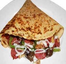 Shish Tawook With Sausage And Mushroom Crepe