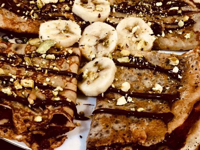 Nutella Chocolate With Banana And Nuts Crepe