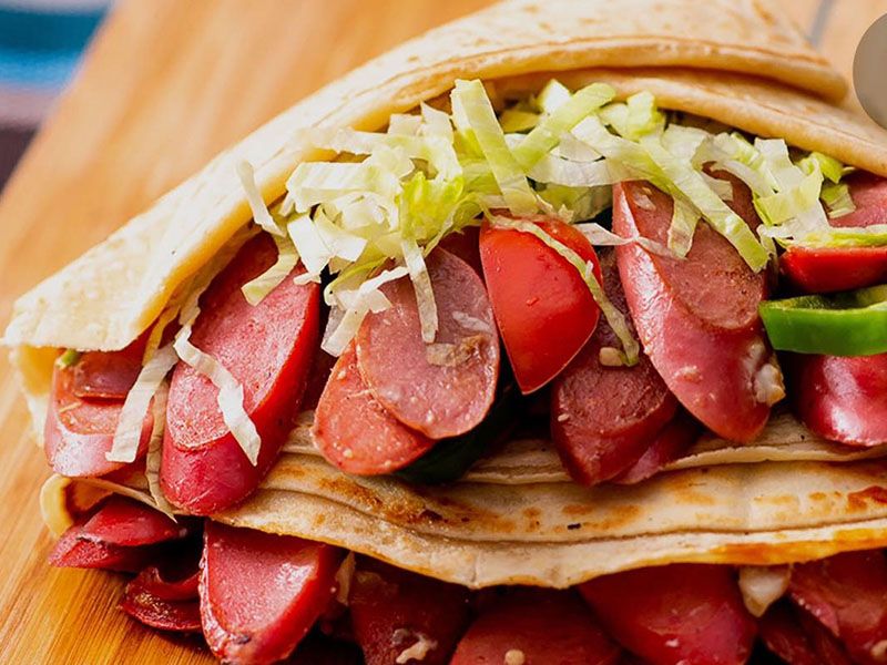 Hot dog potato crepe